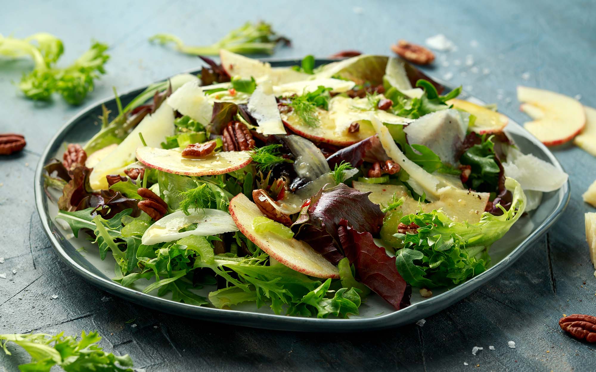 Holiday Salad with Pecans, Apples and Pecorino Cheese - Better Halves Pecans