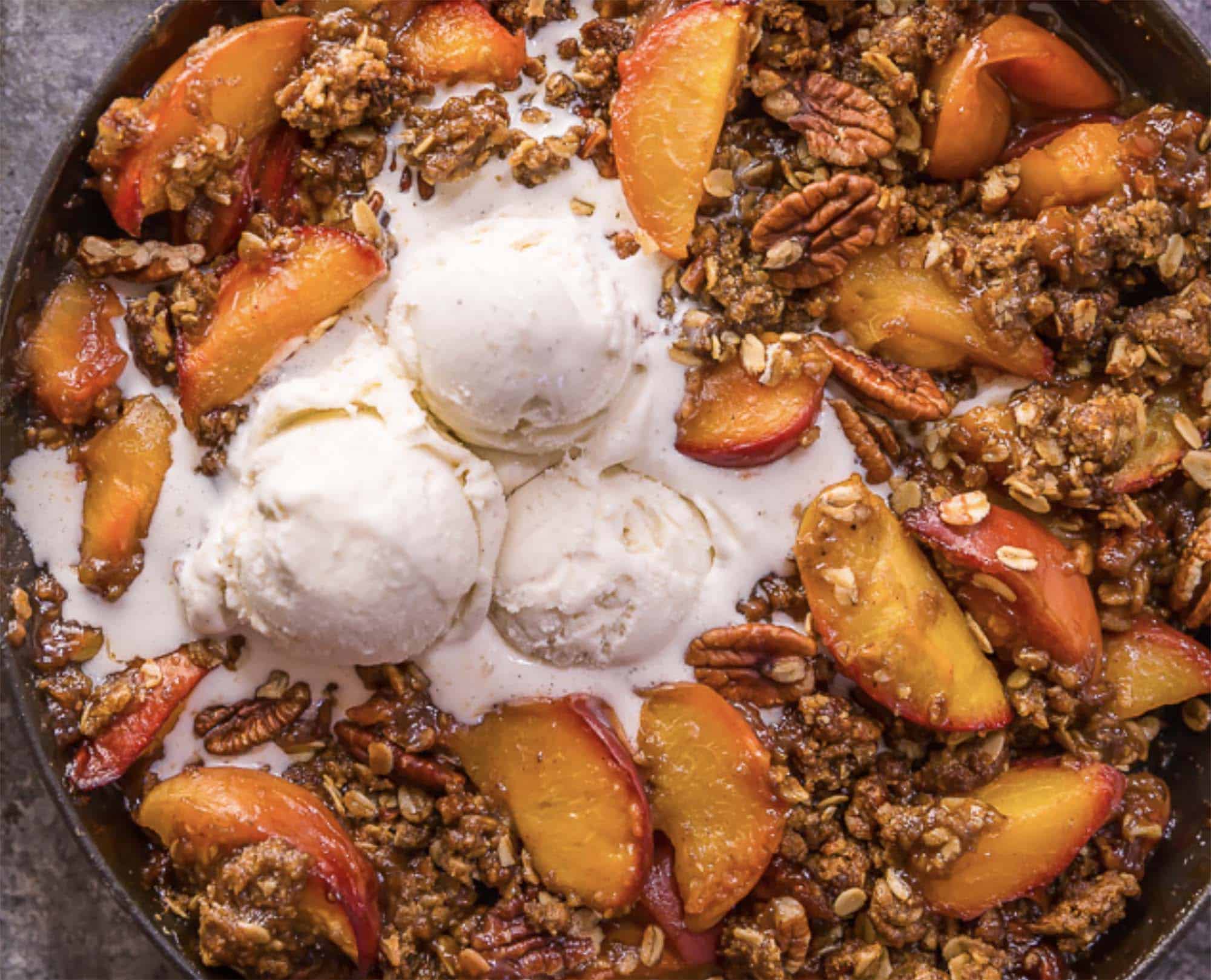 Bourbon Pecan Peach Crisp - Better Halves Pecans