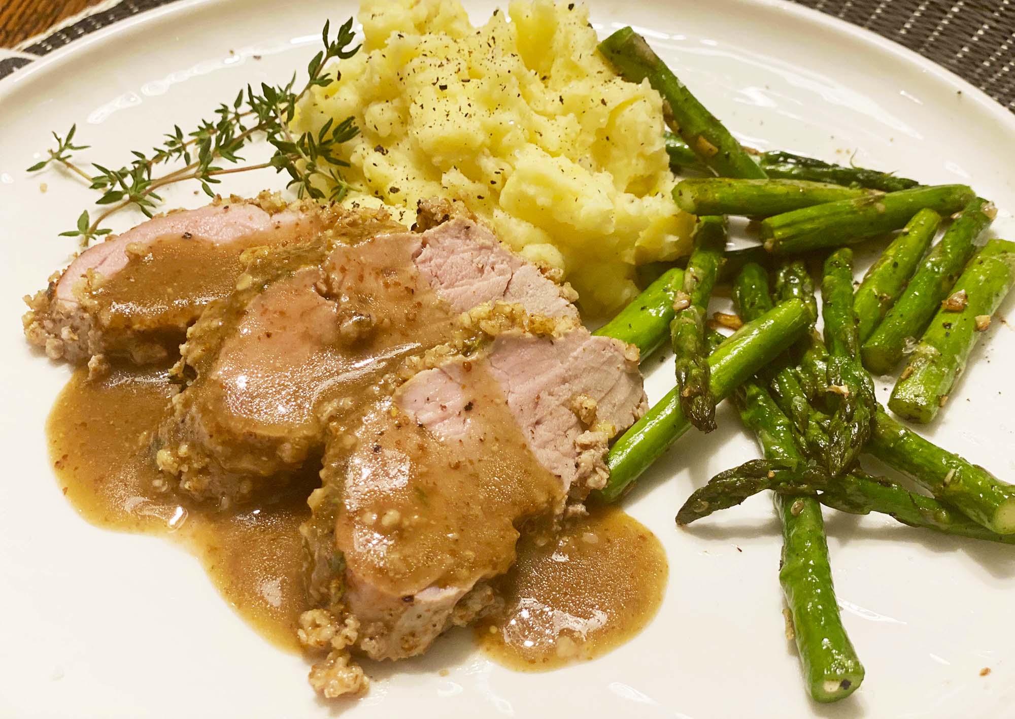 Pecan-Crusted Pork Tenderloin with Bourbon Mustard Sauce - Better Halves Pecans